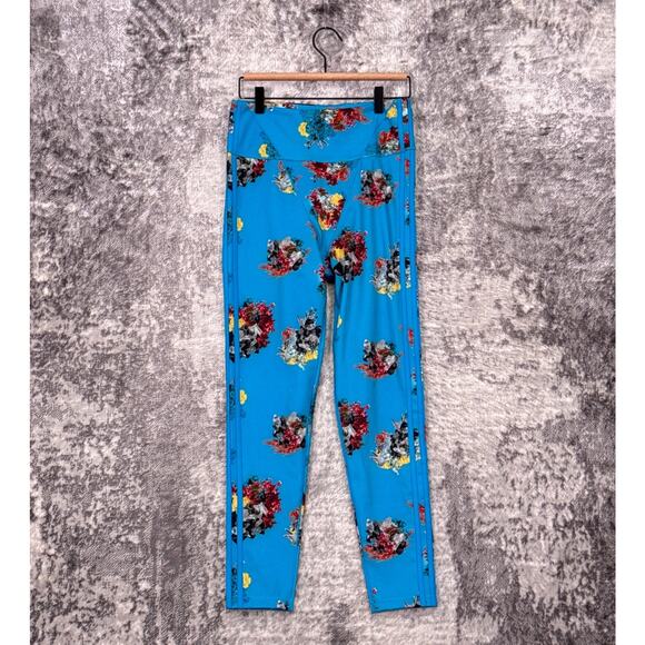 Adidas x IVY PARK Leggings Medium Womens Beyonce Blue Gemstone Floral - Picture 1 of 8